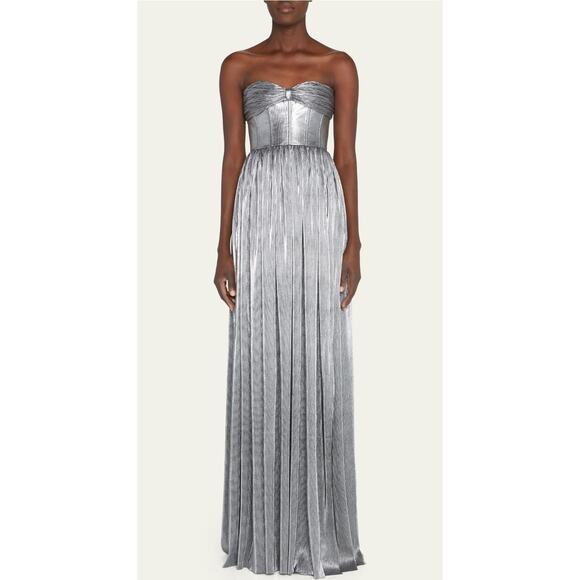 $750 BRONX AND BANCO Florence Metallic Strapless Maxi Dress Gown L Free People - Picture 5 of 16
